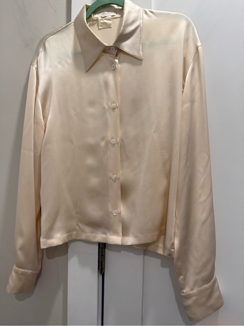 Escada Cream Silk Blouse With Matching Scarf, Button-down,German Sz 42- US 12